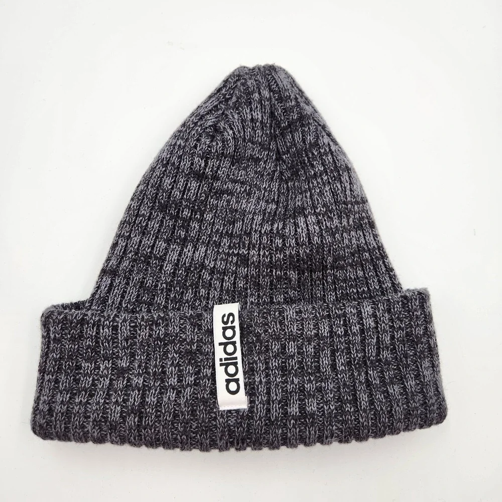 Adidas Beanie Cap Men's OSFW Heather Gray‎ Cotton Knitted Logo Cuffed Winter